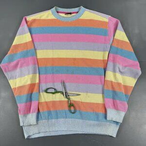 Paul Shark yachting Sweatshirt Mens Large Orange Blue Thermal Rainbow Striped